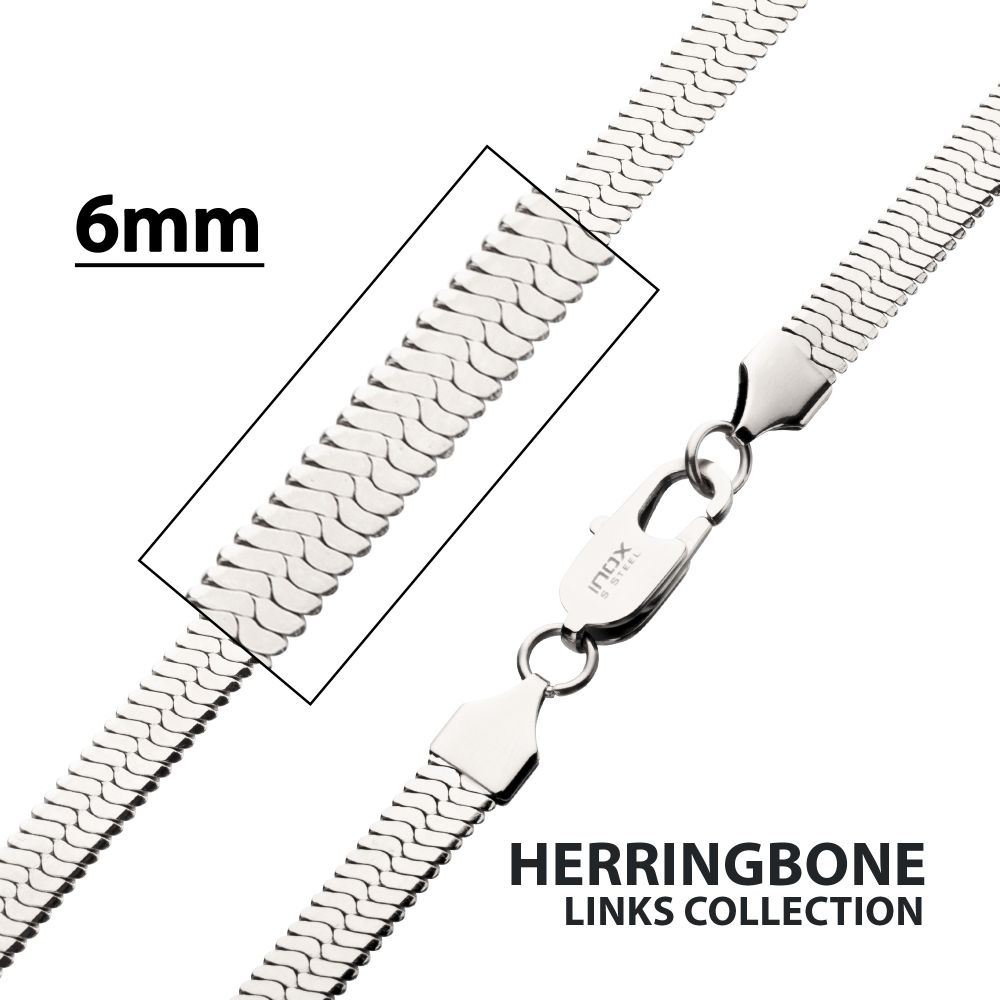 6mm Stainless Steel Herringbone Chain For Men