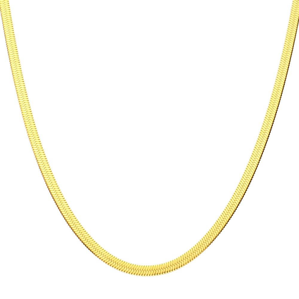 6mm High Polished 18Kt Gold IP Stainless Steel Herringbone Chain
