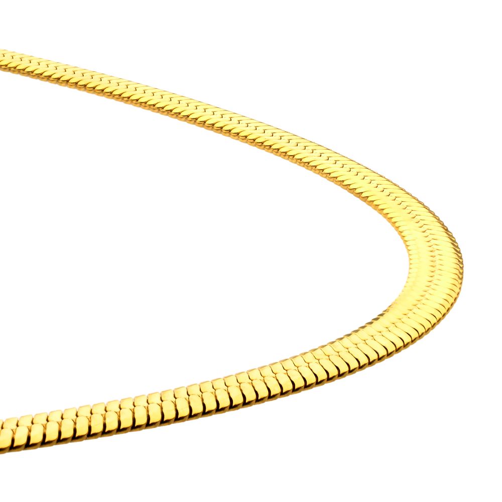 6mm High Polished 18Kt Gold IP Stainless Steel Herringbone Chain
