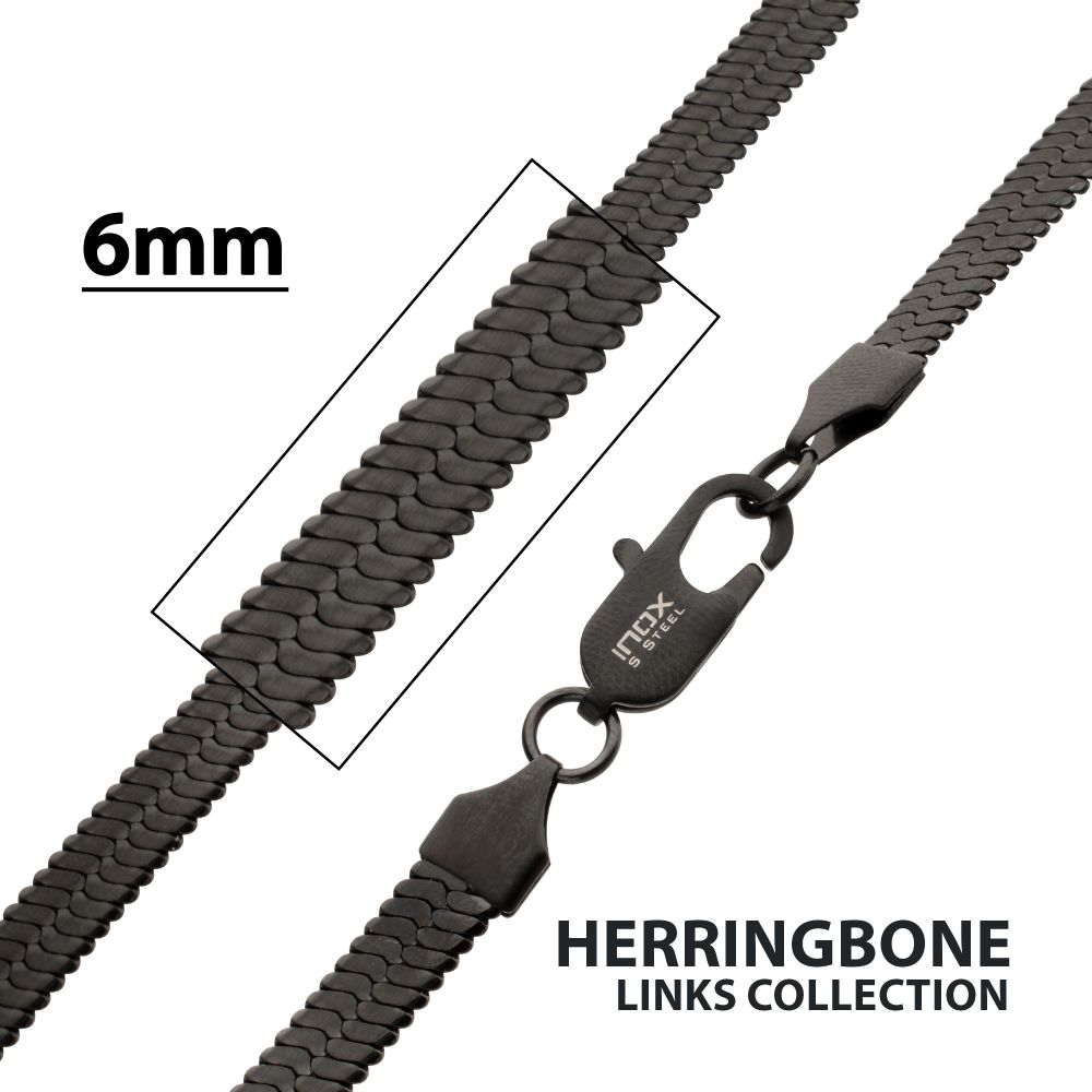 6mm Matte Black Stainless Steel Herringbone Chain