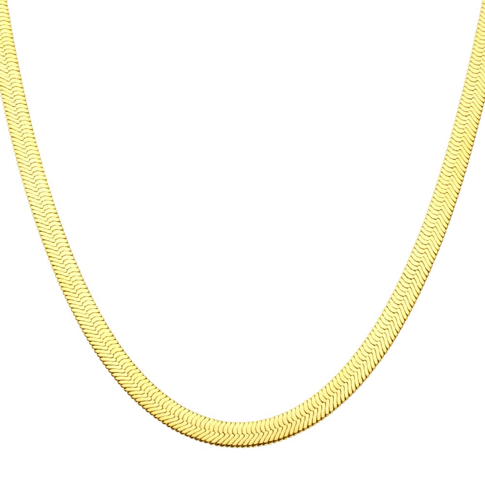8mm High Polished 18Kt Gold Stainless Steel Herringbone Chain