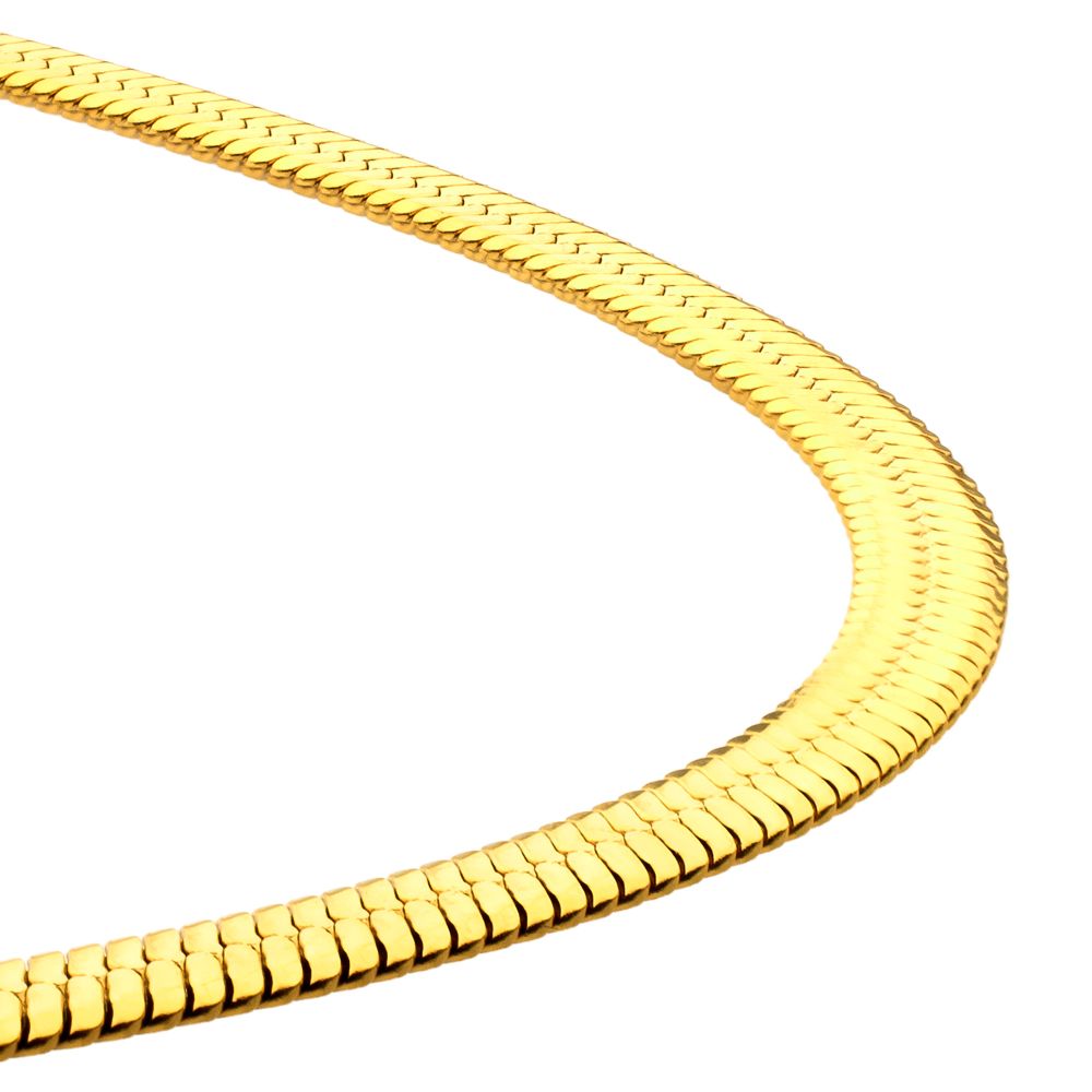 8mm High Polished 18Kt Gold Stainless Steel Herringbone Chain