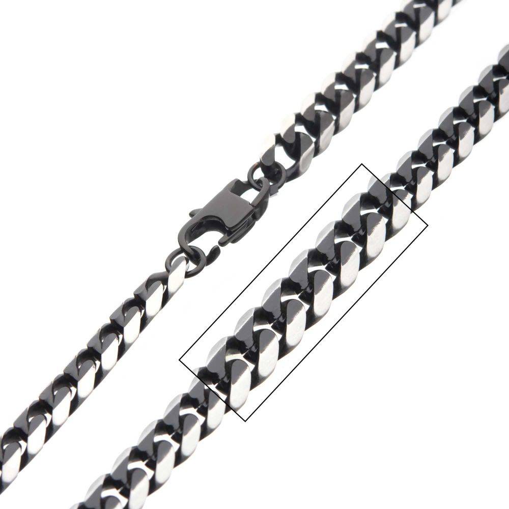 Black IP Diamond Curb Chain Necklace for Men