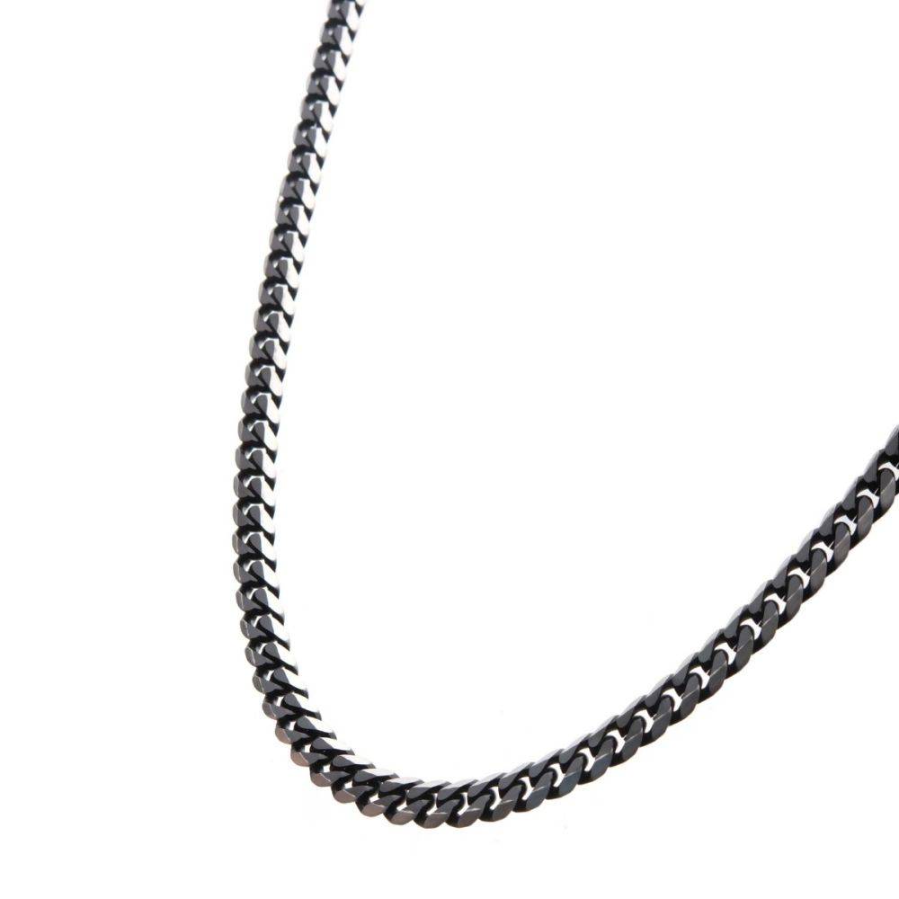 Black IP Diamond Curb Chain Necklace for Men