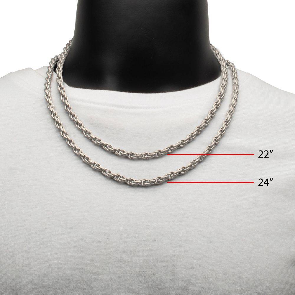 6mm Matte Finish Stainless Steel Faceted Rope Chain Necklace