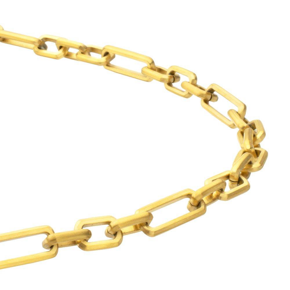 7mm 18Kt Gold IP Steel Brushed Finish Figaro Chain Necklace