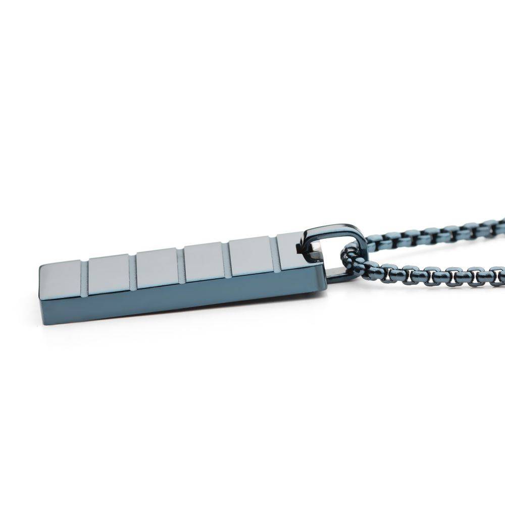 Blue IP Dog Tag Pendant with Cobalt Blue Chain