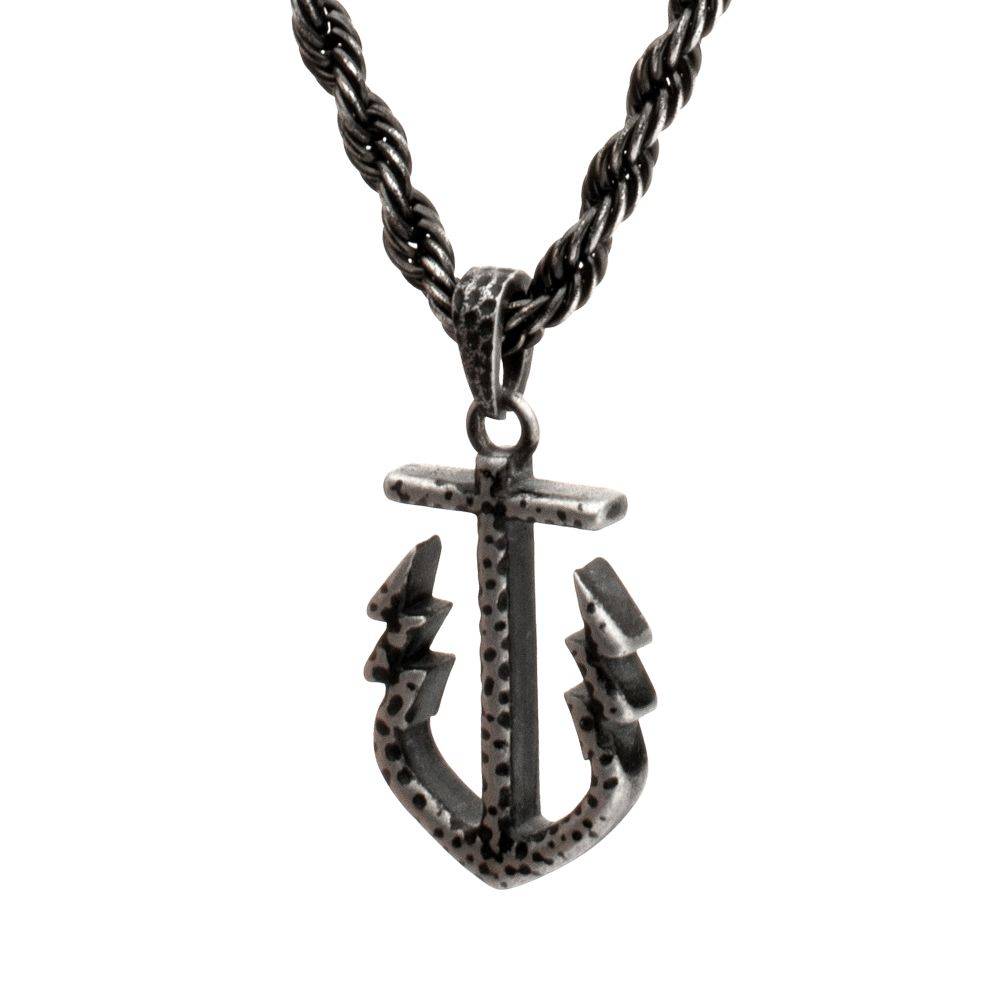 Neptune-Inspired Anchor Pendant in Gunmetal Finish