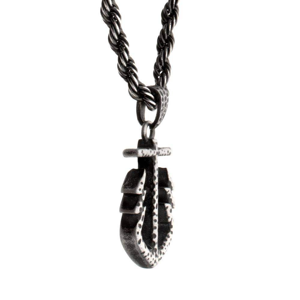 Neptune-Inspired Anchor Pendant in Gunmetal Finish