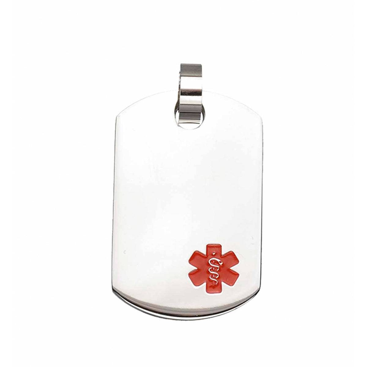 Engravable Medical ID Tag Pendant in Red & Silver