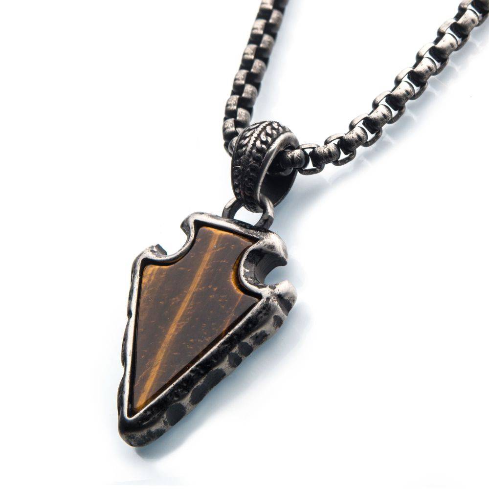 Tiger Eye Stone Pendant with Chain for Bold Style