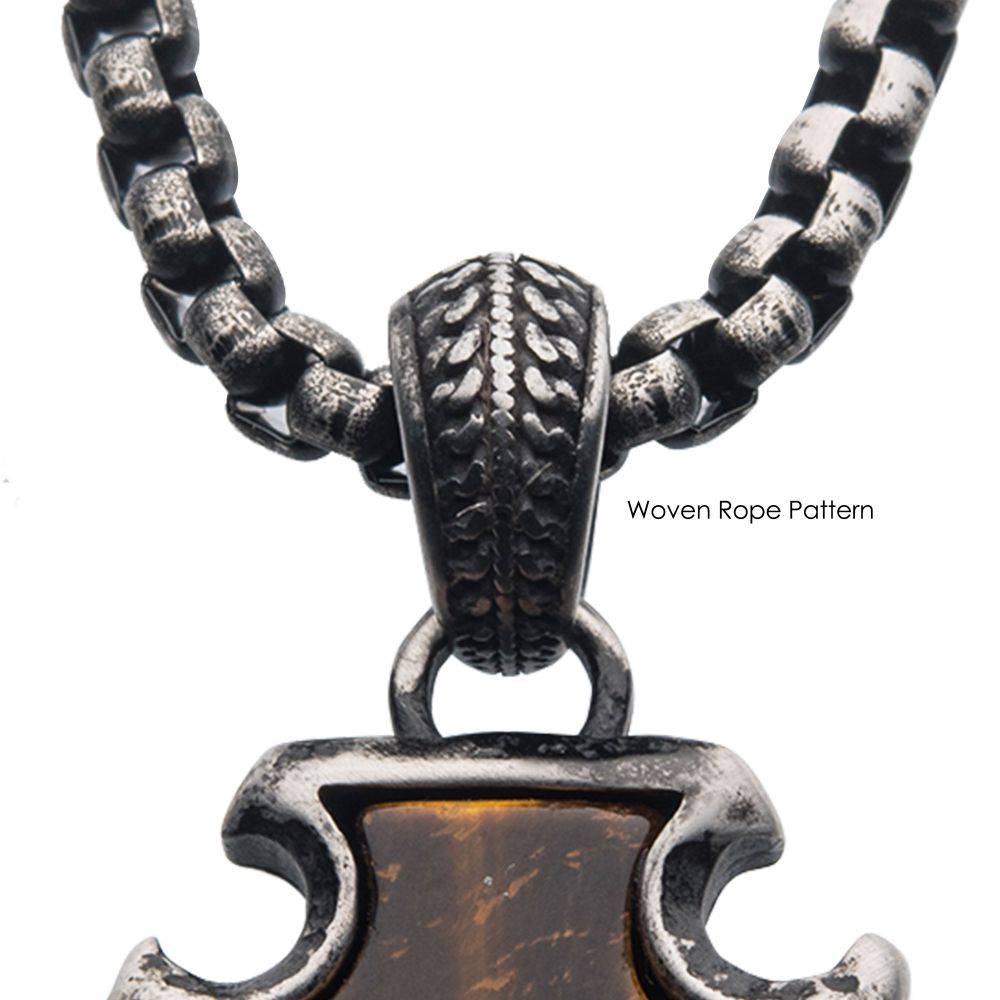 Tiger Eye Stone Pendant with Chain for Bold Style