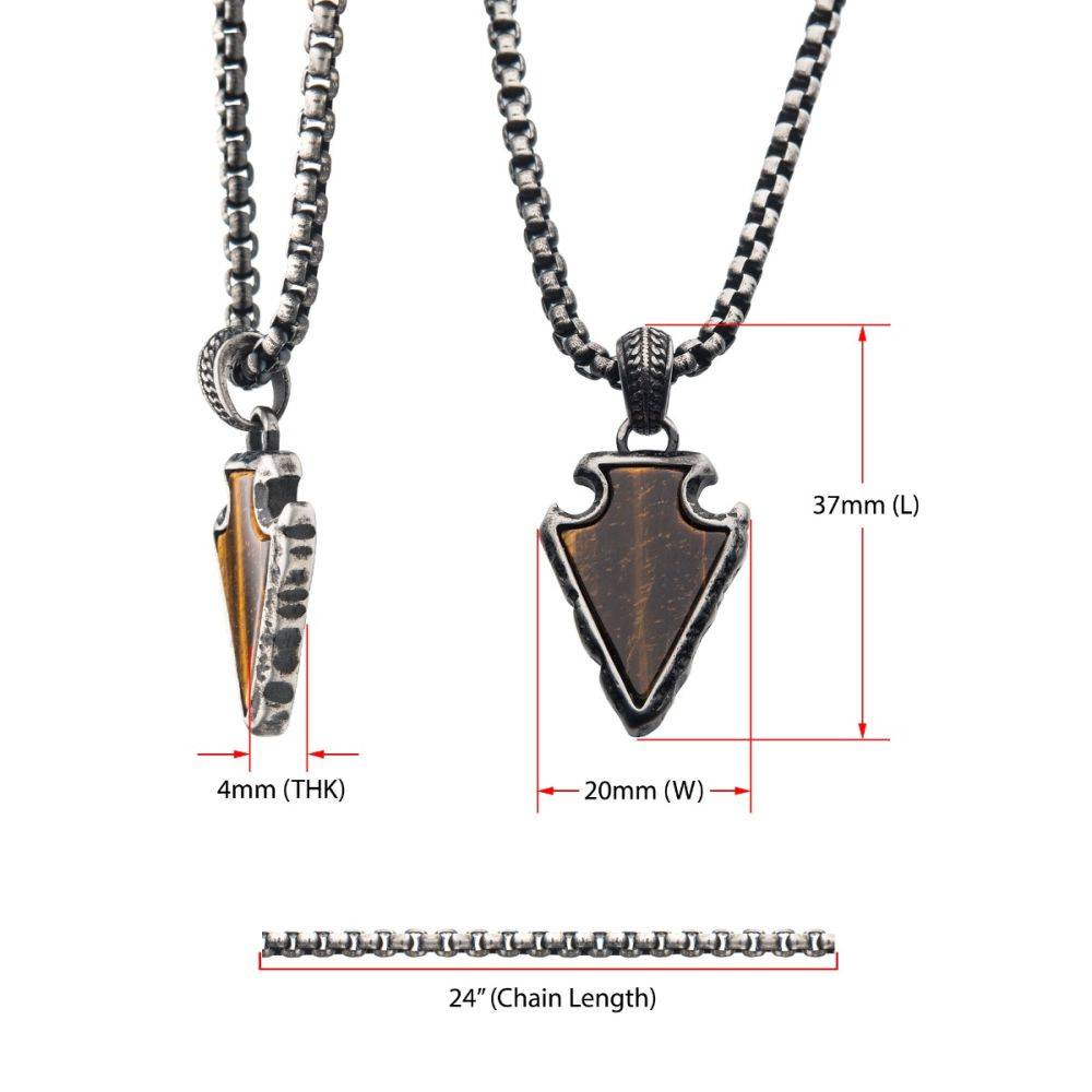 Tiger Eye Stone Pendant with Chain for Bold Style