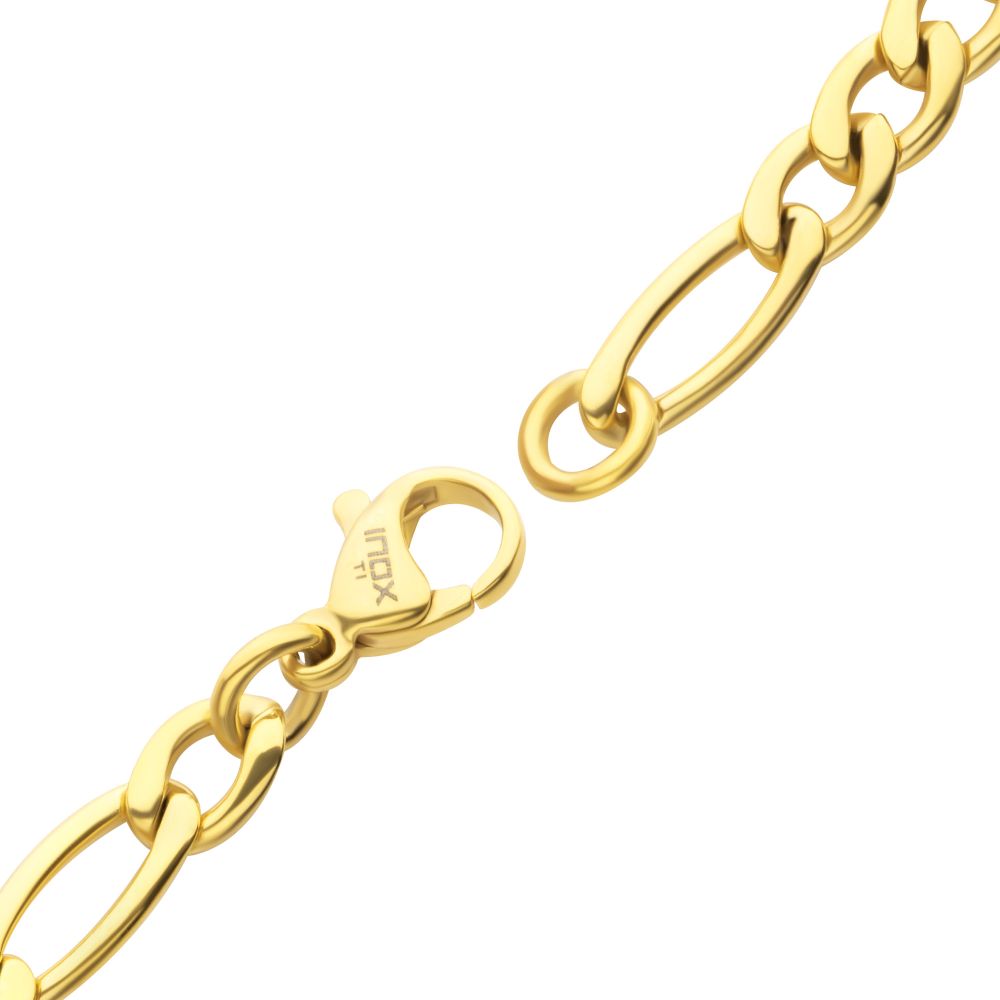 4.7mm Golden Tone IP Titanium Figaro Chain Bracelet