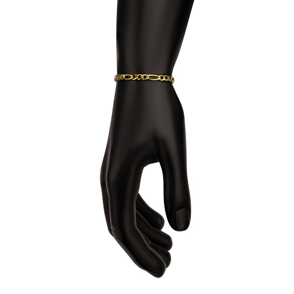 4.7mm Golden Tone IP Titanium Figaro Chain Bracelet