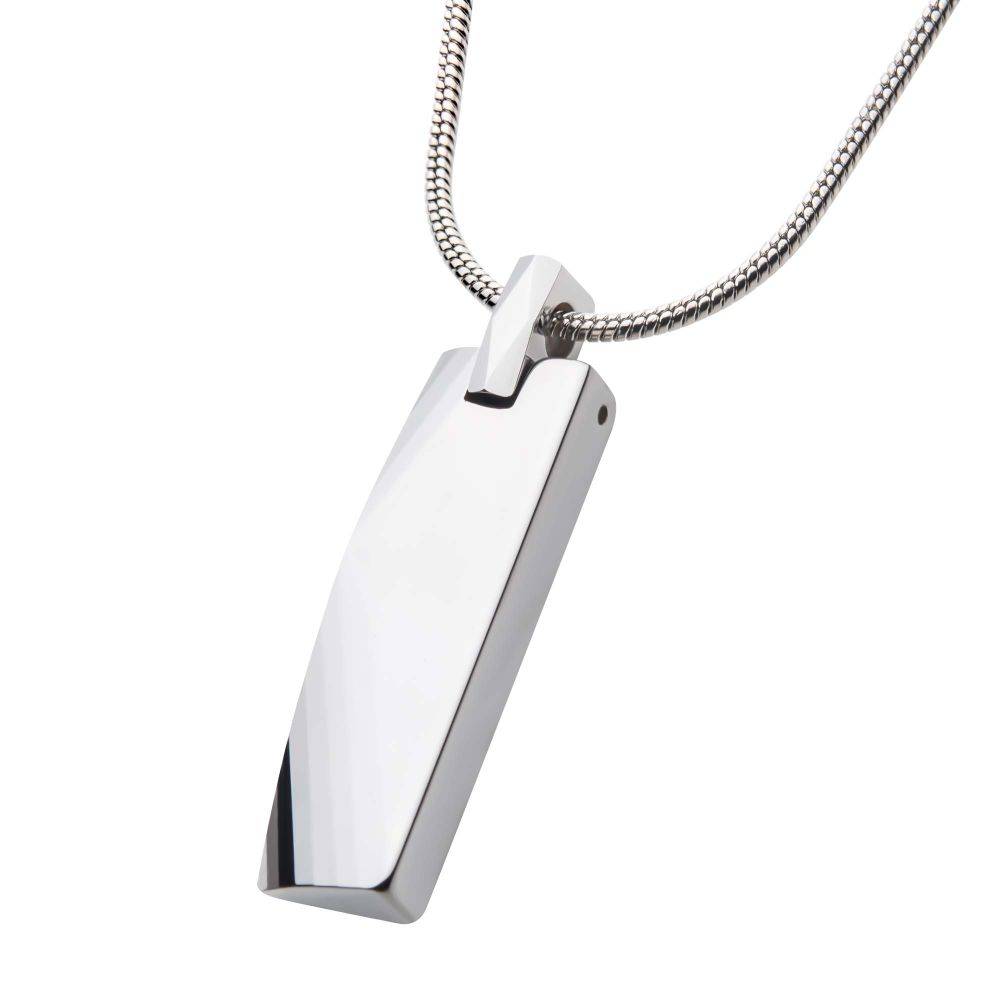 Tungsten Carbide ID Tag Pendant with Chain