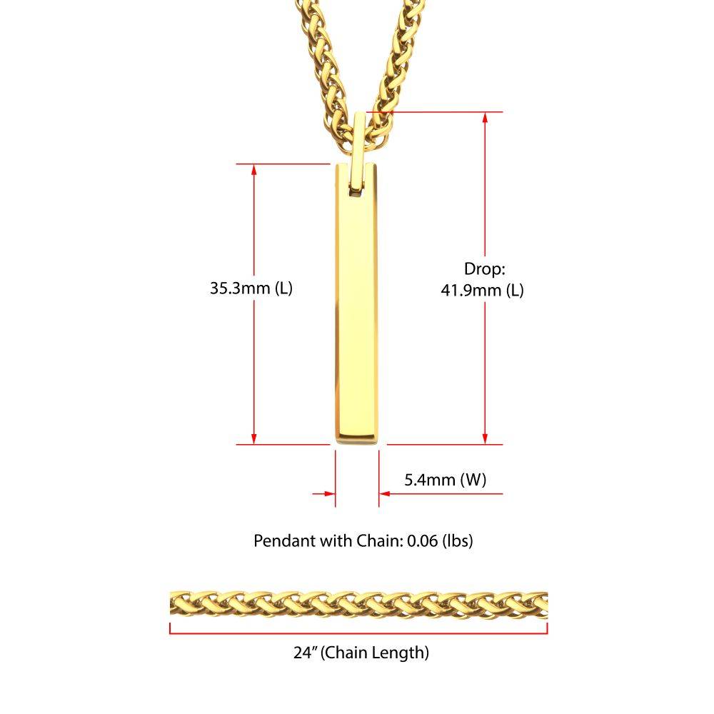 Engravable 18Kt Gold IP Tungsten Carbide Pendant