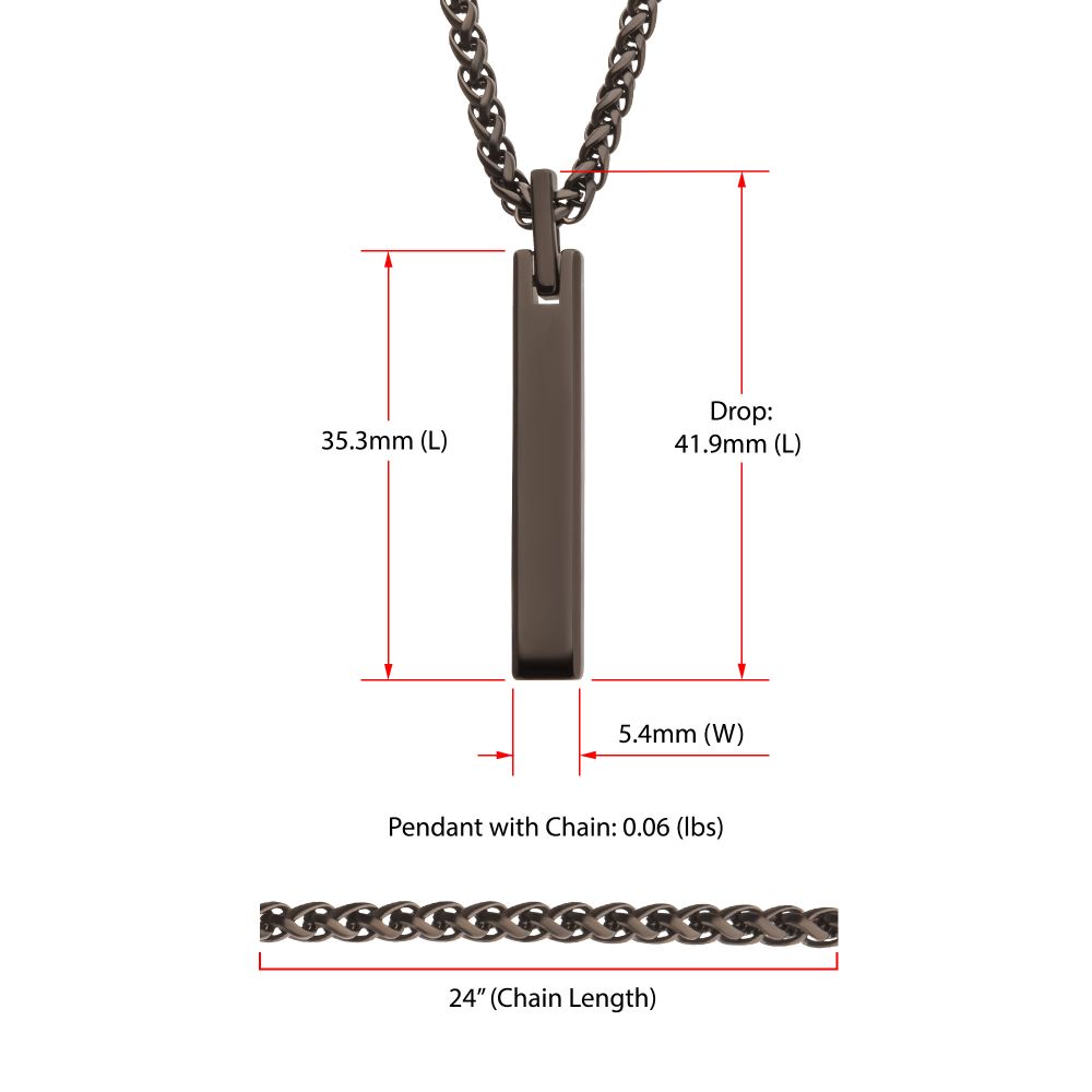 Black Tone Tungsten Carbide Monolith Engravable Pendant