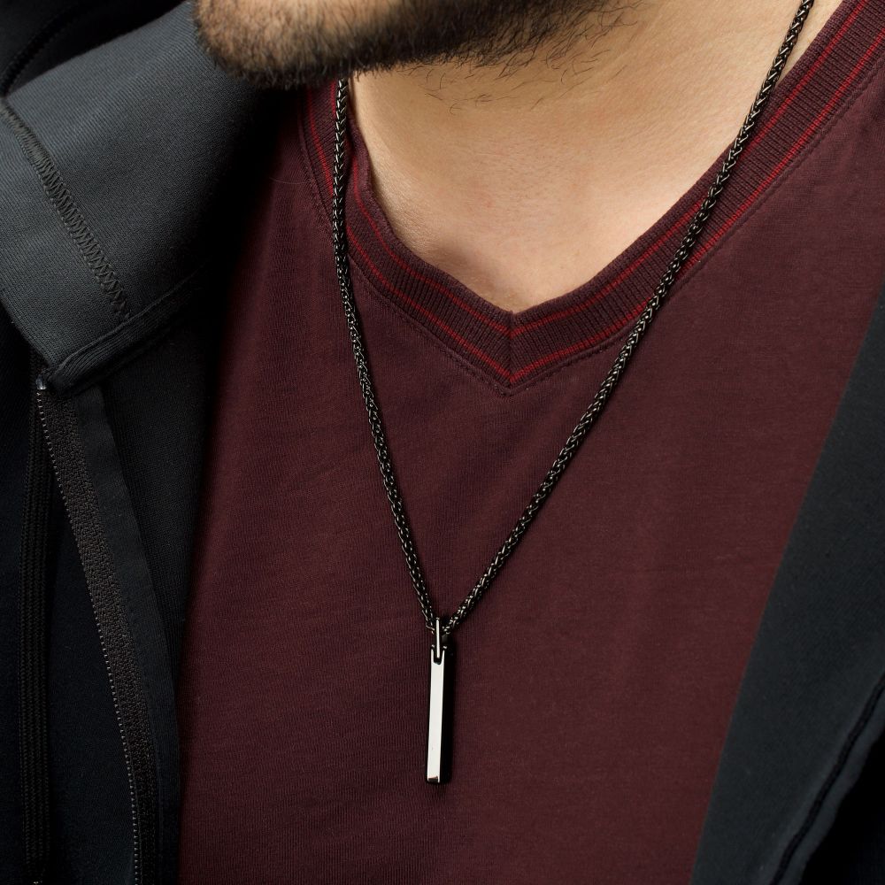 Black Tone Tungsten Carbide Monolith Engravable Pendant
