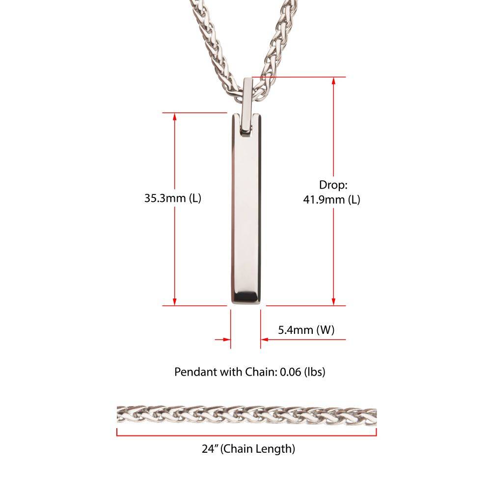 Silver Tone Tungsten Carbide Monolith Engravable Pendant