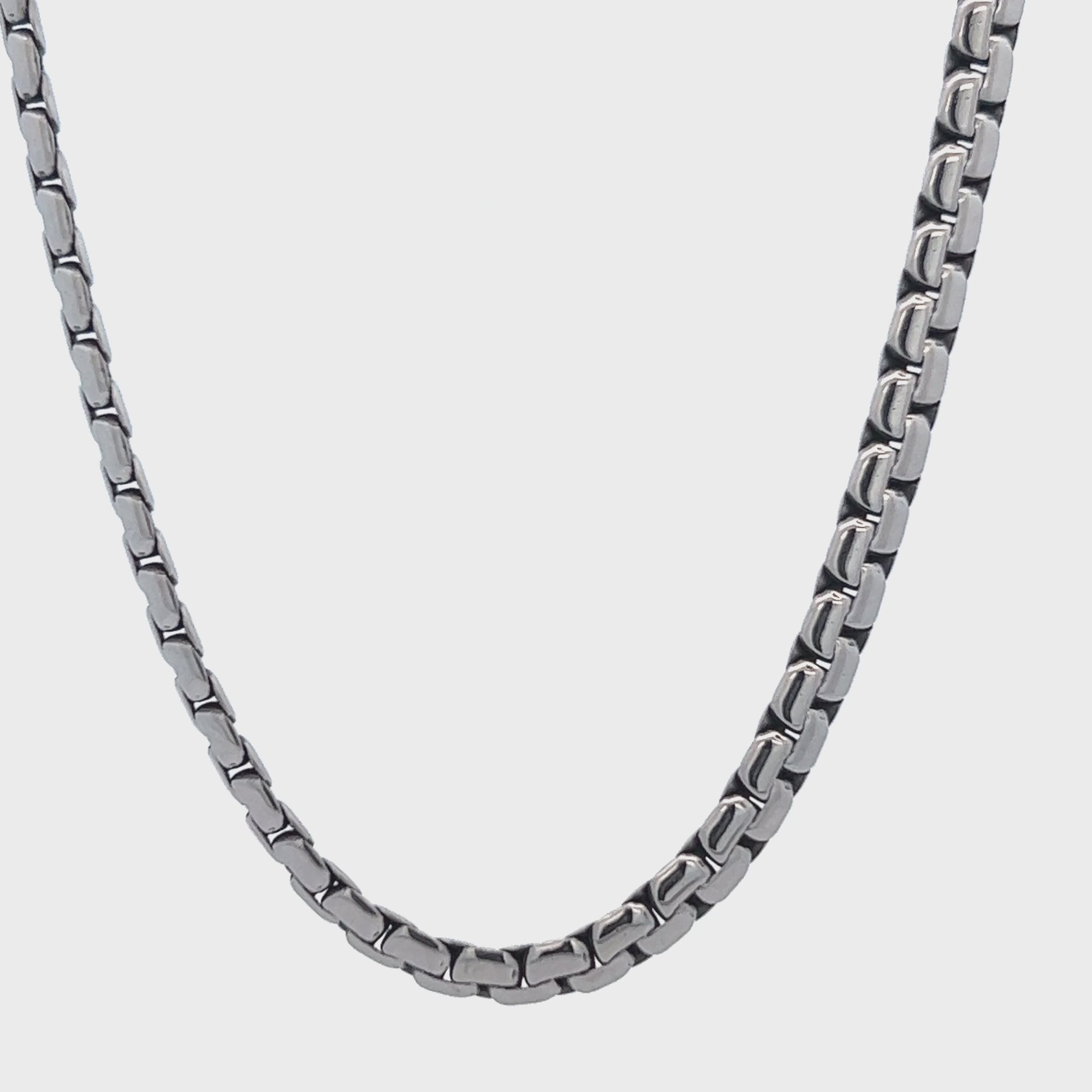Antiqued Silver Tone Stainless Steel 5mm Flat Square Chain