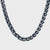 Blue and Silver Tone Stainless Steel Denim Fade Collection Rounded Franco Chain