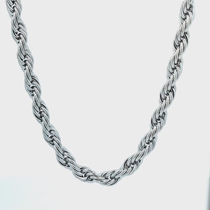 Silver Tone Stainless Steel 6mm Rope Chain