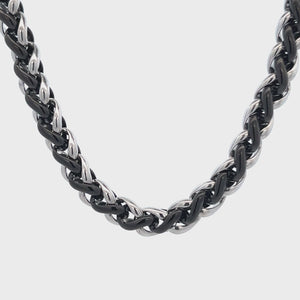 Silver and Black Stainless Steel Wheat Chain