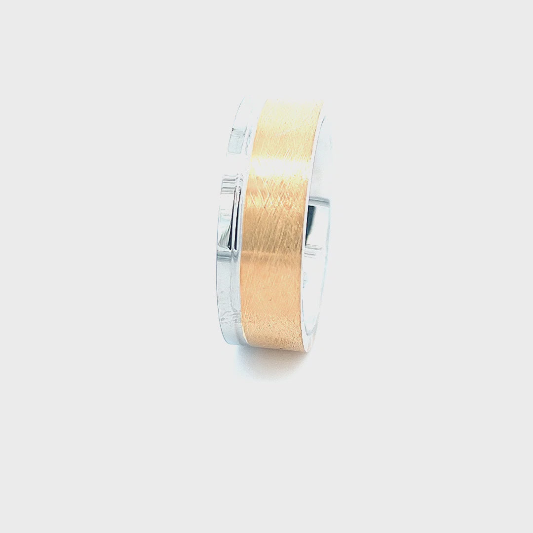 Golden and Silver Tone Stainless Steel Brushed Finish Band Ring