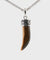 Silver Stainless Steel Tiger Eye Stone Horn Pendant with Chain