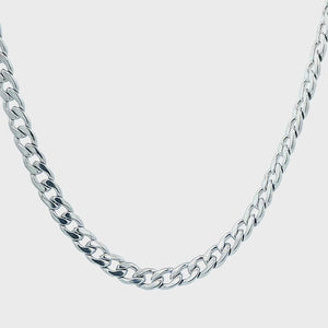 Silver Tone Stainless Steel 4mm Classic Curb Chain