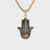 18K Gold Plated Stainless Steel Hamsa Pendant with Chain