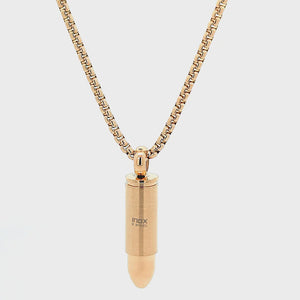 Gold Stainless Steel Memorial Bullet Pendant with Chain
