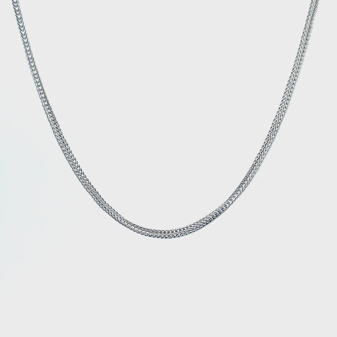 Silver Tone Stainless Steel Polished 1mm Square Wheat Chain
