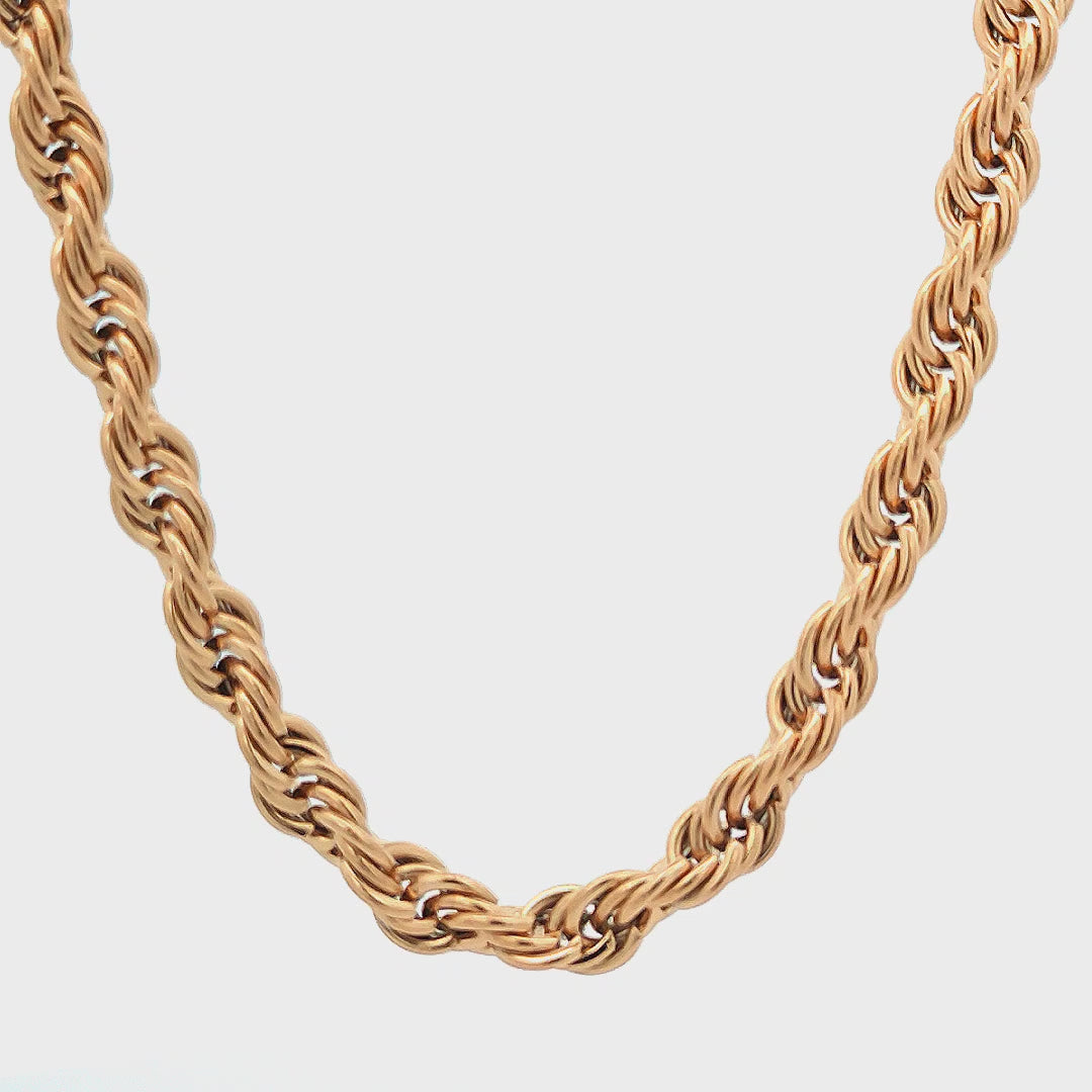 Golden Tone Stainless Steel 6mm Rope Chain