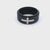 Black and Silver Tone Stainless Steel Religious Cross Inlaid Solid Carbon Graphite Band Ring