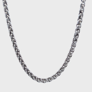 Silver Stainless Steel Polished 3.5 mm Round Wheat Chain
