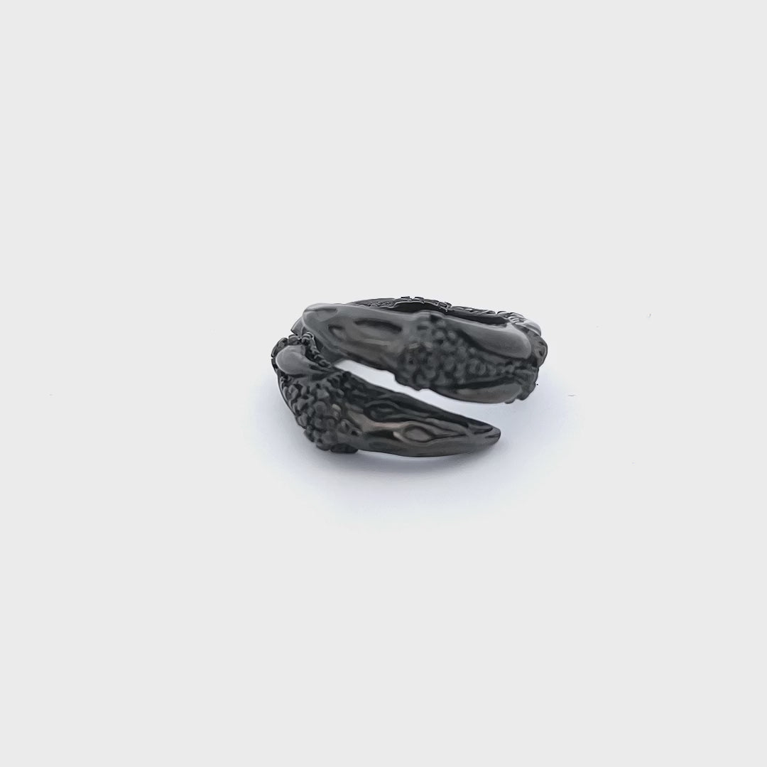 Black Stainless Steel Falcon's Claw Ring