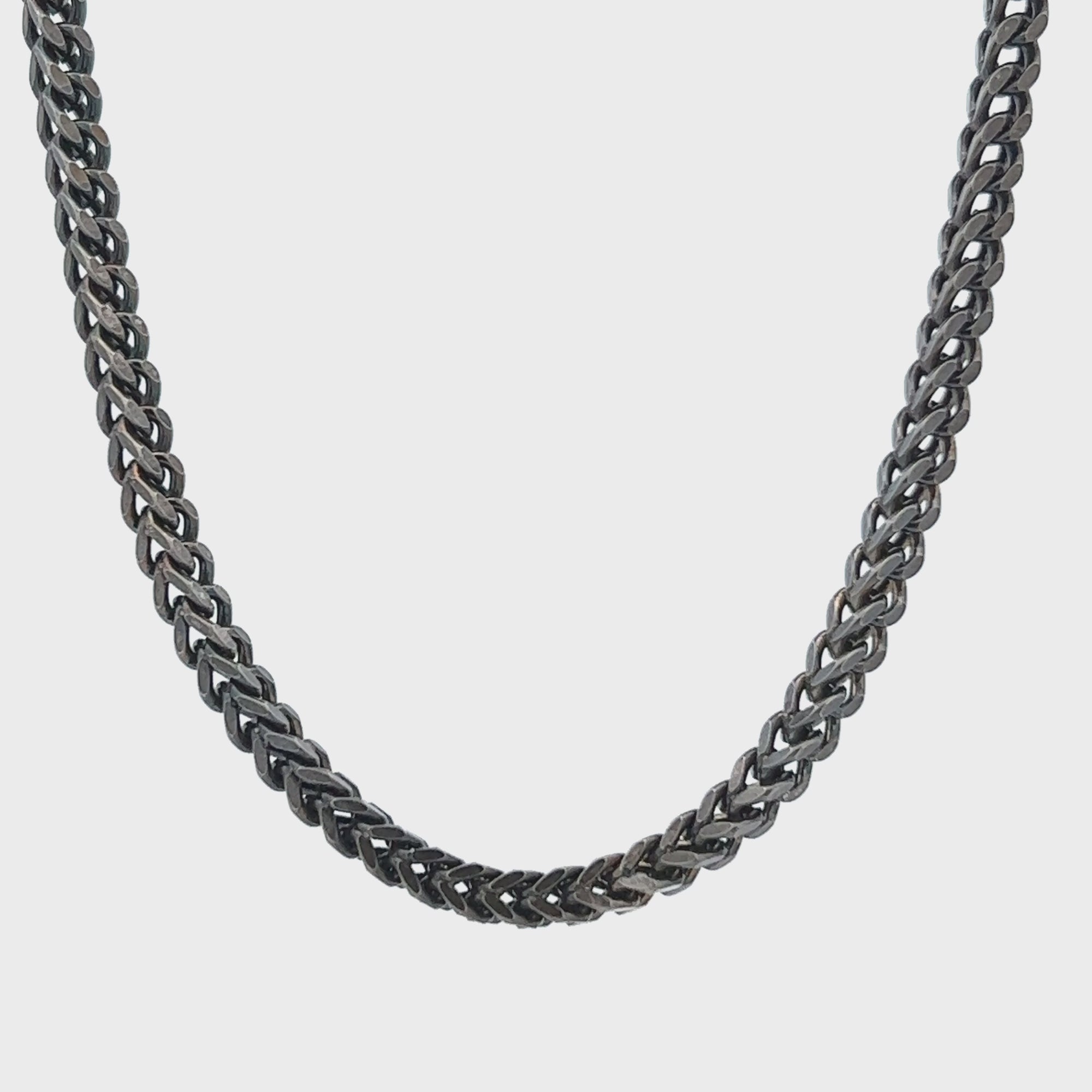 Antiqued Silver Tone Stainless Steel Oxidized Finish 4mm Franco Chain