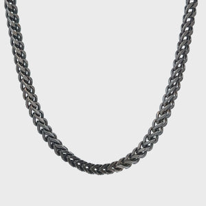 Oxidized Finish Darkened Silver Stainless Steel 4mm Franco Chain