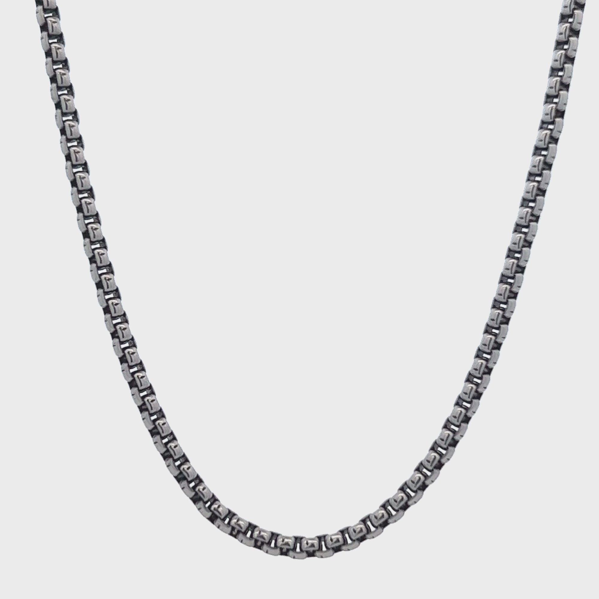 Antiqued Silver Tone Stainless Steel 3mm Oxidized Bold Box Chain
