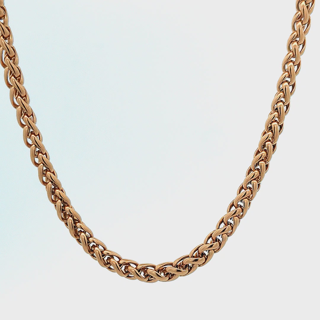 18K Gold Plated Stainless Steel 4mm Wheat Chain