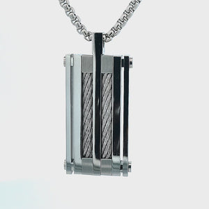 Silver Tone Stainless Steel Chunky Cable Pendant