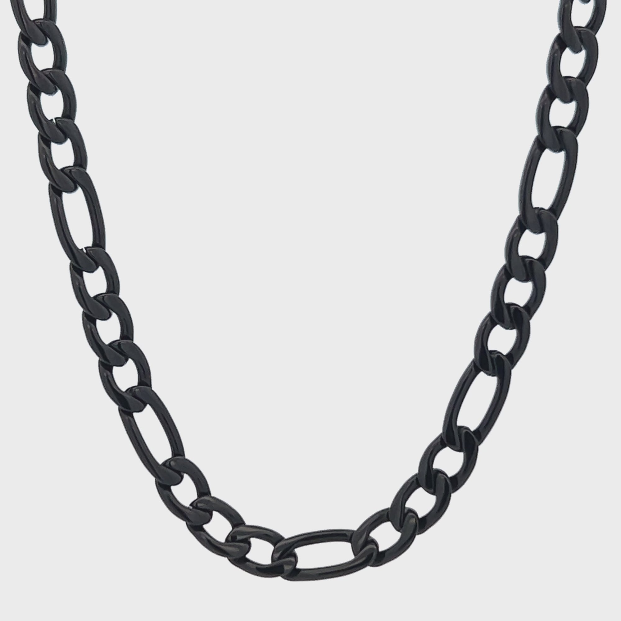 Black Stainless Steel 6mm Figaro Classic Chain
