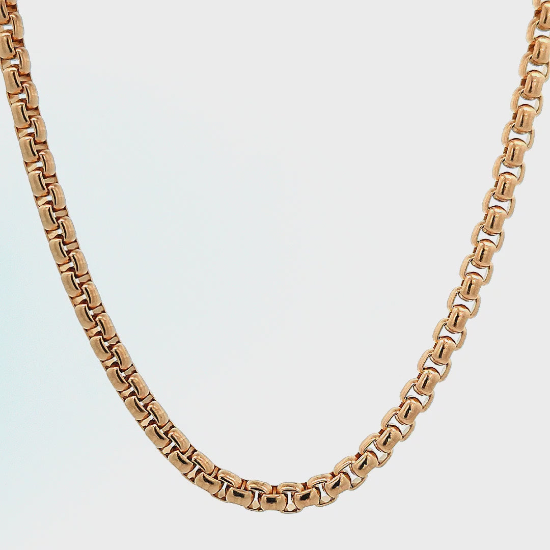 18K Gold Ion Plated Stainless Steel 4mm Bold Box Chain