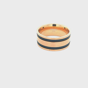 Gold Stainless Steel with Black Rubber Detail Ring