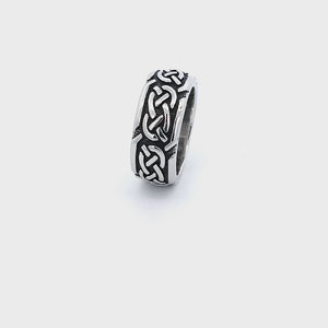 Darkened Silver Stainless Steel Celtic Pattern Ring