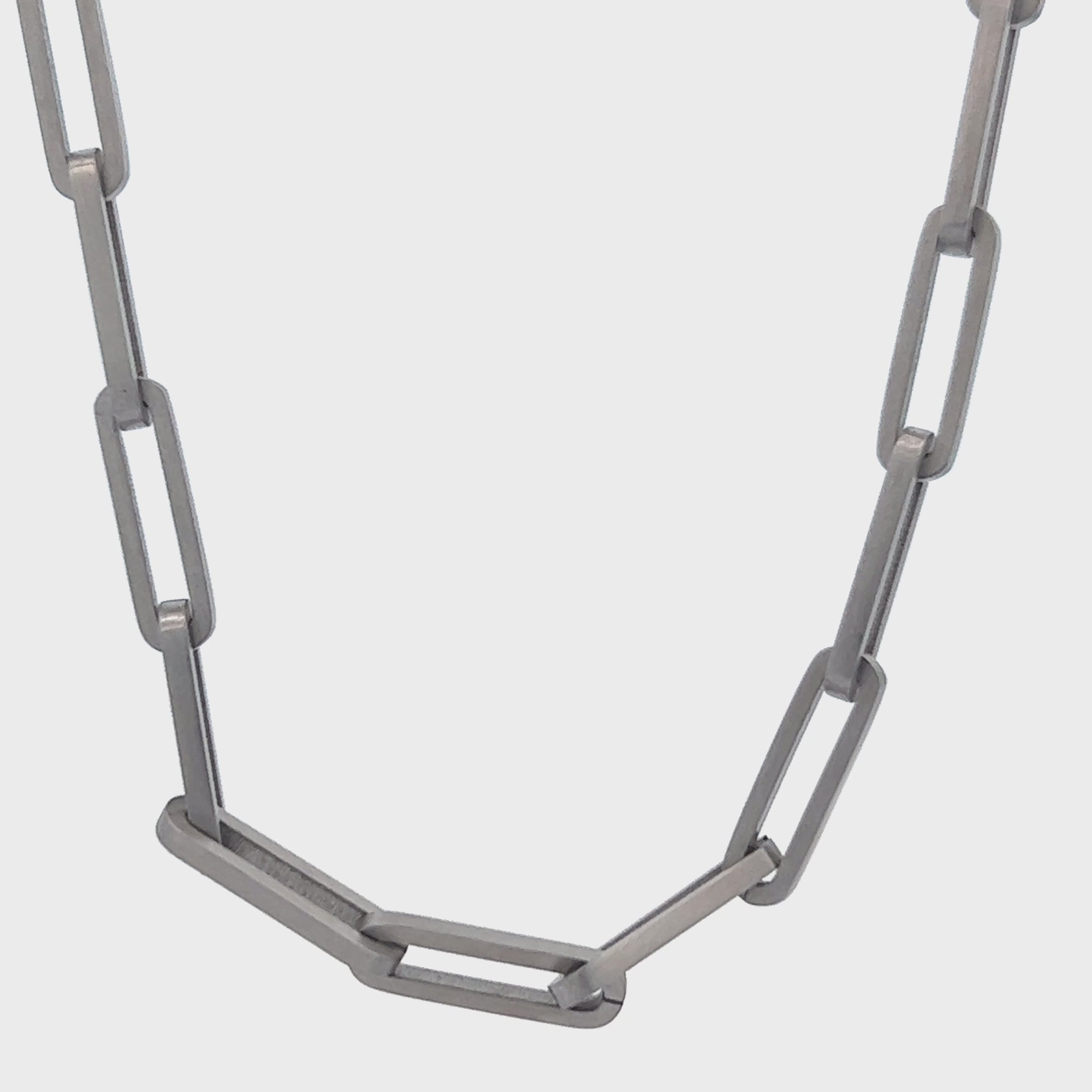 Silver Tone Stainless Steel Matte Finish 6mm Paperclip Link Chain