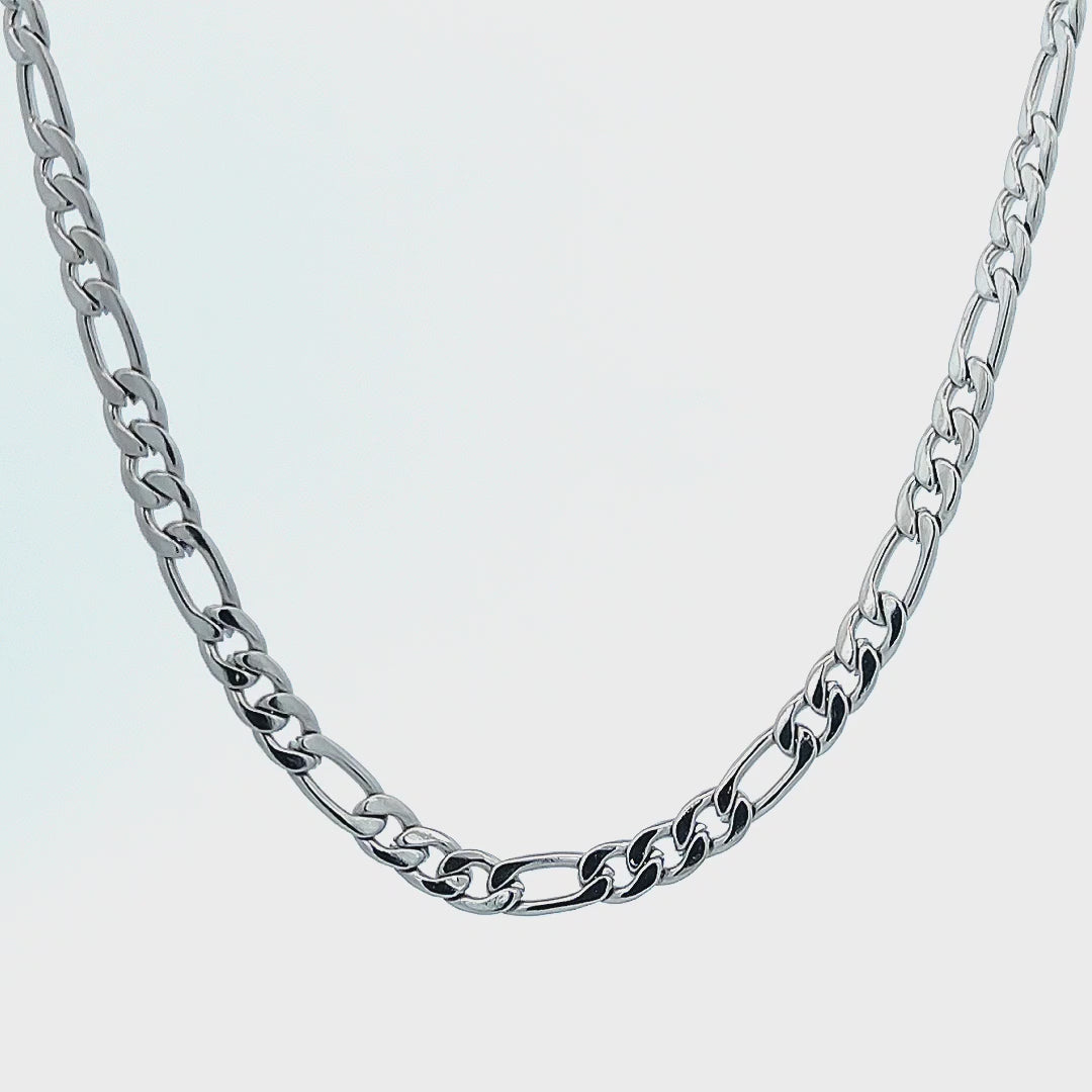 Silver Tone Stainless Steel 3mm Figaro Polished Chain