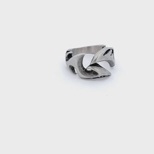 Silver Tone Stainless Steel Surfer's Wave Ring